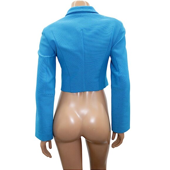 Y's YOHJI YAMAMOTO STRIPE Cropped Structured ZIPPER Jacket SMALL/ Size 4 - Picture 7 of 9